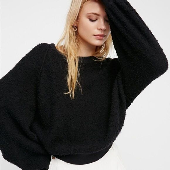 Free People 'Found My Friend' Boucle Slouchy Sweater - size XS in Black - Picture 1 of 13